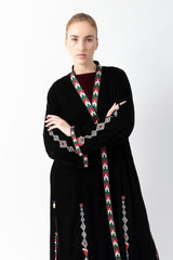 Sadu Art Embroidery Black Velvet Abaya WV2202