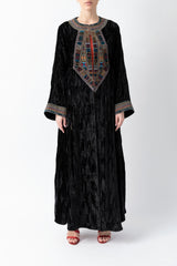 Sadu Art Multi-Colored Embroidery Black Velvet Abaya WV2201