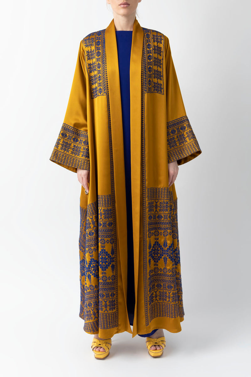 Exclusive Cross Stitches Handwork in blue and Silk Abaya WV2215