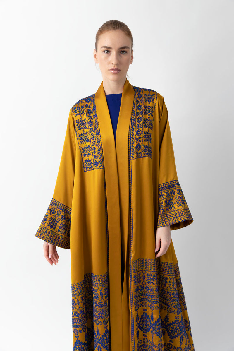 Exclusive Cross Stitches Handwork in blue and Silk Abaya WV2215