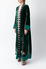 Sadu Art Embroidery Green Velvet Abaya WV2202