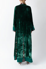 Sadu Art Embroidery Green Velvet Abaya WV2202