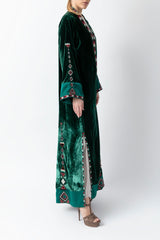 Sadu Art Embroidery Green Velvet Abaya WV2202