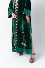 Sadu Art Embroidery Green Velvet Abaya WV2202