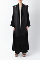 Sadu Art Inspired Embroidery Black Velvet Abaya WV2209