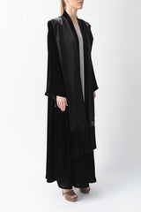 Sadu Art Inspired Embroidery Black Velvet Abaya WV2209