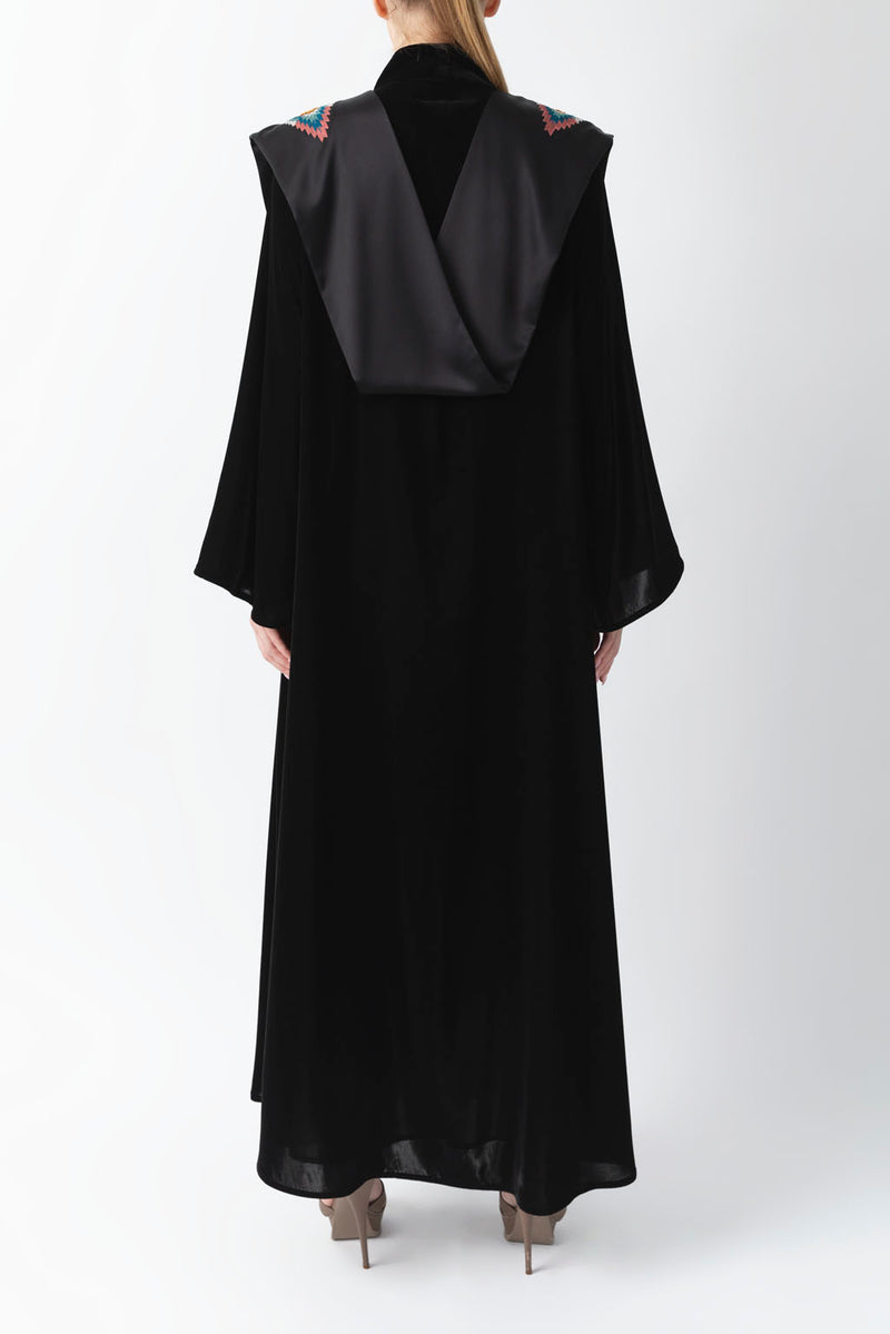 Sadu Art Inspired Embroidery Black Velvet Abaya WV2209