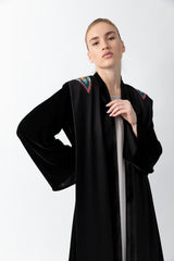 Sadu Art Inspired Embroidery Black Velvet Abaya WV2209