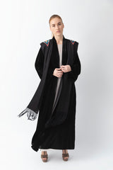 Sadu Art Inspired Embroidery Black Velvet Abaya WV2209