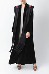 Sadu Art Inspired Embroidery Black Velvet Abaya WV2209