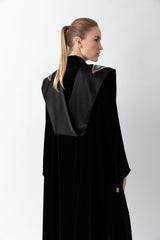 Sadu Art Inspired Embroidery Black Velvet Abaya WV2209