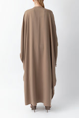 Sadu Art Inspired Embroidery Brown Abaya WV2207