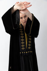 Sadu Art Inspired Moroccan Handwork Embroidery Abaya WV2206-BLK