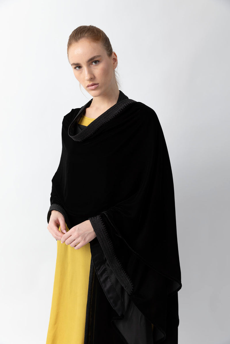 Moroccan Handwork Black Velvet Abaya WV2213