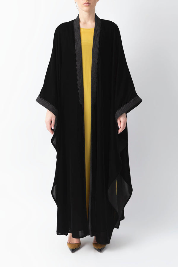 Moroccan Handwork Black Velvet Abaya WV2213