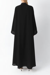 Mandarin Collar Black Crepe Abaya WV2212