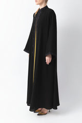 Mandarin Collar Black Crepe Abaya WV2212