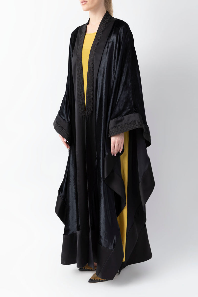 Moroccan Handwork Black Velvet Abaya WV2210