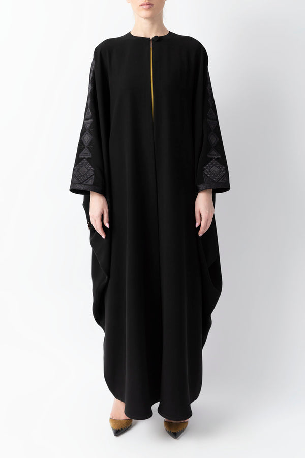 Sadu Art Inspired Embroidery Black Abaya WV2207