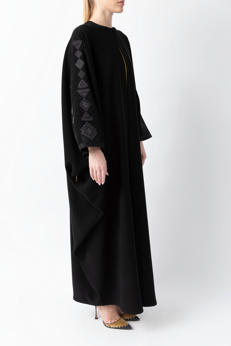 Sadu Art Inspired Embroidery Black Abaya WV2207