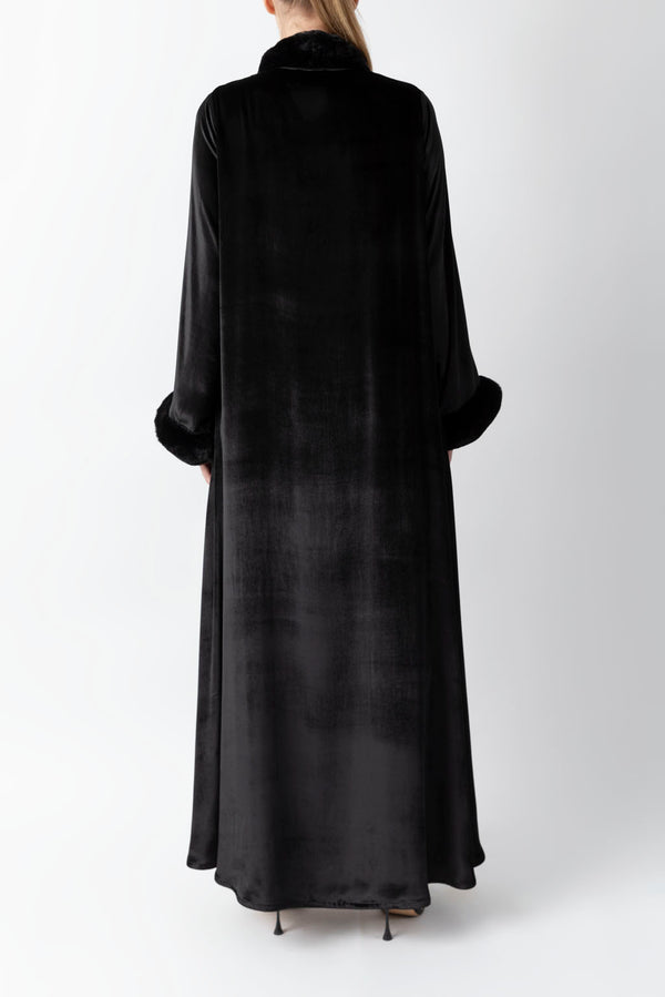 Classy Black Velvet Abaya WV2224