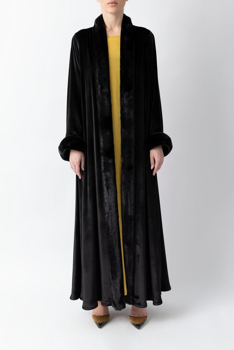 Classy Black Velvet Abaya WV2224