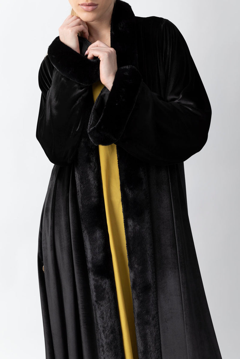 Classy Black Velvet Abaya WV2224