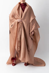 Exclusive Draped Shawl With Woven Silk Fringe Featured Camel Abaya WV2220