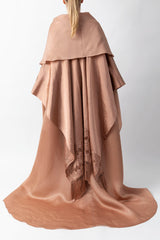 Exclusive Draped Shawl With Woven Silk Fringe Featured Camel Abaya WV2220