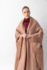 Exclusive Draped Shawl With Woven Silk Fringe Featured Camel Abaya WV2220