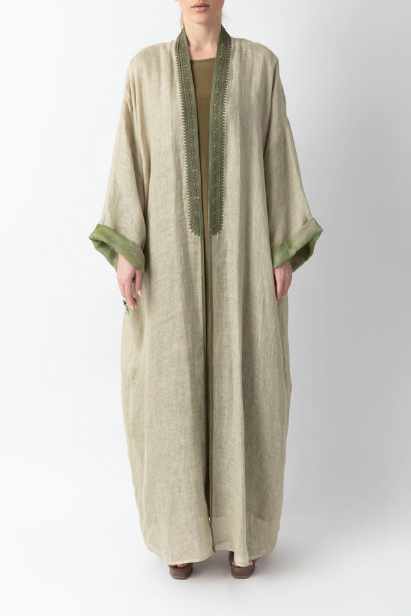 Double Layered Light Green Abaya RMDM2275