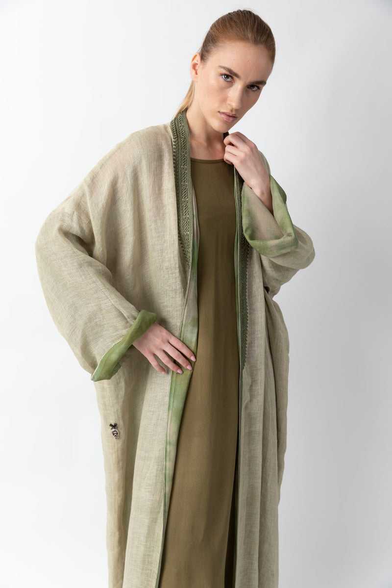 Double Layered Light Green Abaya RMDM2275