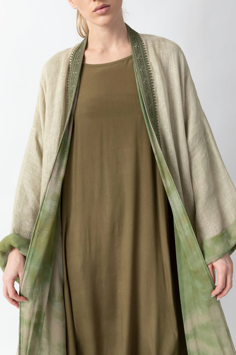 Double Layered Light Green Abaya RMDM2275