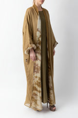 Double Layered Mustard Abaya RMDM2286