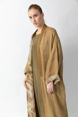 Double Layered Mustard Abaya RMDM2286