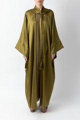 Shawl Featured Olive Green Pure Silk Abaya WV2216