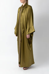 Shawl Featured Olive Green Pure Silk Abaya WV2216