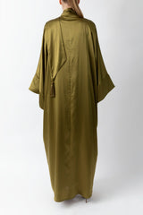 Shawl Featured Olive Green Pure Silk Abaya WV2216