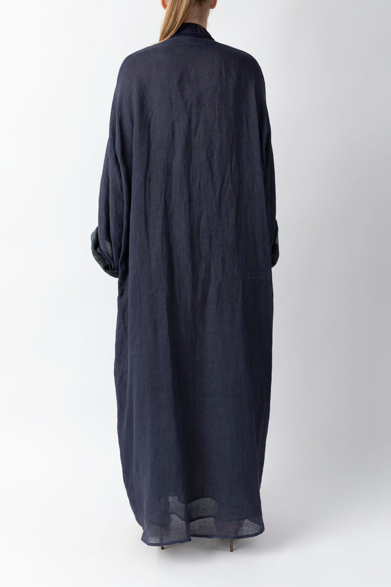 Double Layered Dark Blue Abaya RMDM2285