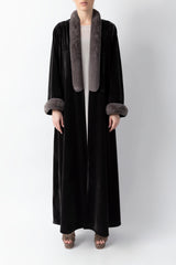 Exclusive Classy Dark Grey Velvet Abaya WV2223