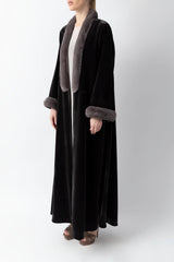 Exclusive Classy Dark Grey Velvet Abaya WV2223