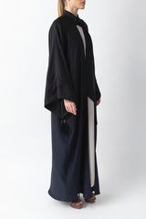 Shawl Featured Black And Dark Blue Gradient Pattern Abaya WV2219