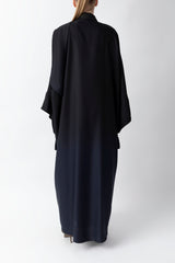 Shawl Featured Black And Dark Blue Gradient Pattern Abaya WV2219