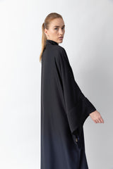 Shawl Featured Black And Dark Blue Gradient Pattern Abaya WV2219