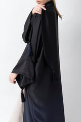 Shawl Featured Black And Dark Blue Gradient Pattern Abaya WV2219