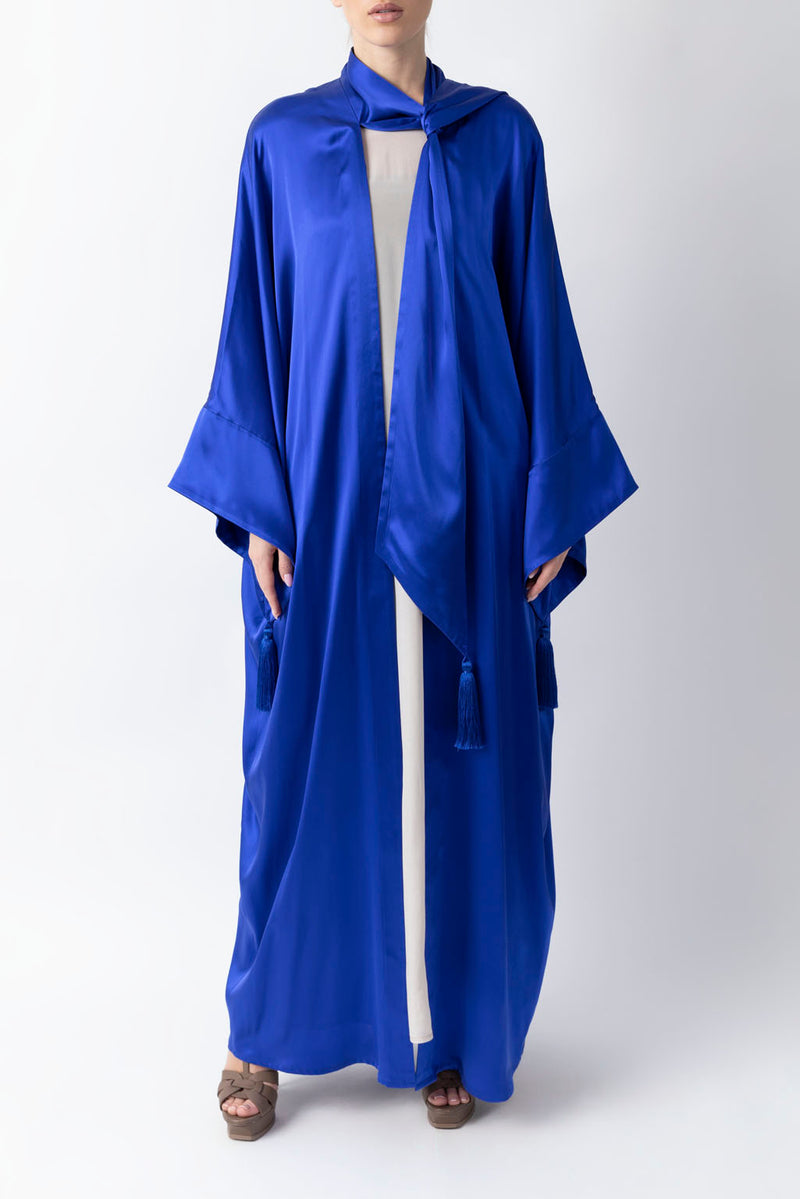 Shawl Featured Neon Blue Pure Silk Abaya WV2217