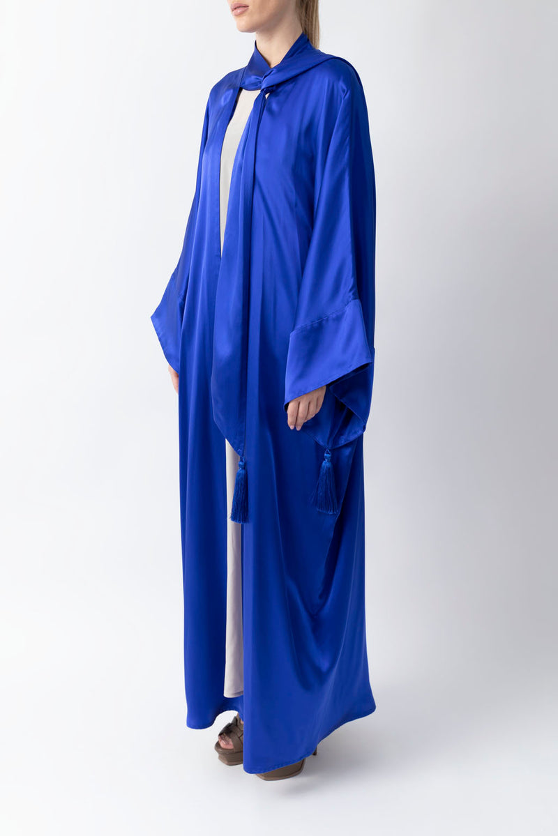 Shawl Featured Neon Blue Pure Silk Abaya WV2217