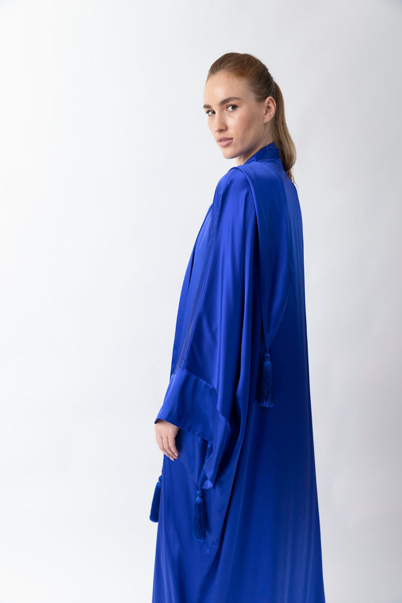 Shawl Featured Neon Blue Pure Silk Abaya WV2217