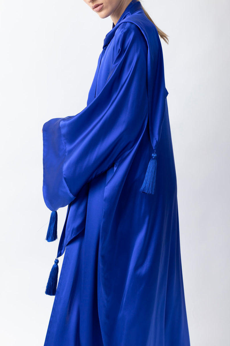 Shawl Featured Neon Blue Pure Silk Abaya WV2217