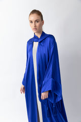 Shawl Featured Neon Blue Pure Silk Abaya WV2217